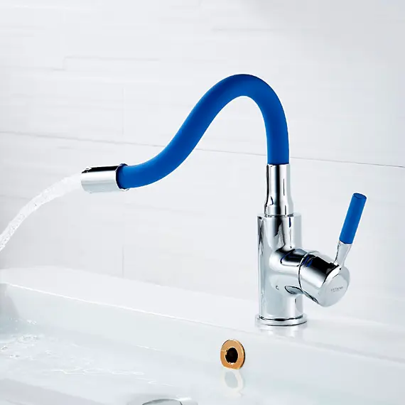 Смеситель для раковины с гибким изливом Ledeme L1399-6 синий/хром, изображение 9