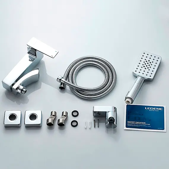 Смеситель для ванны Ledeme R L3178 хром с коротким поворотным изливом, изображение 9