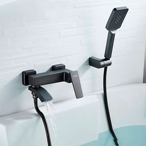 Смеситель для ванны Ledeme R L3178U графит с коротким поворотным изливом, изображение 10