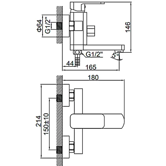 Смеситель для ванны Ledeme L3233B черный, изображение 2
