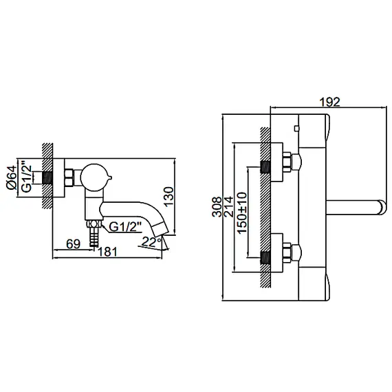 Смеситель для ванны Ledeme L3399 хром, изображение 2