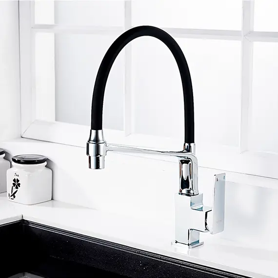 Смеситель для кухни с гибким изливом Ledeme L4078-2 черный, изображение 9