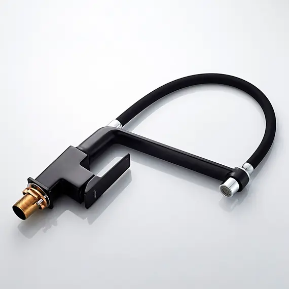 Смеситель для кухни с гибким изливом Ledeme L4078B-2 черный, изображение 3