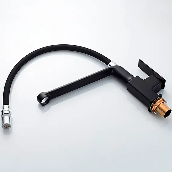 Смеситель для кухни с гибким изливом Ledeme L4078B-2 черный, изображение 4