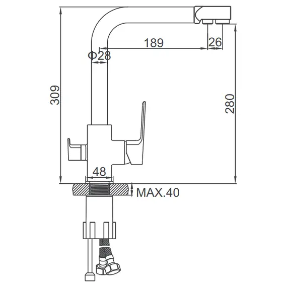 Смеситель для кухни со встроенным фильтром (краном) под питьевую воду Ledeme L4080-3 хром, изображение 2