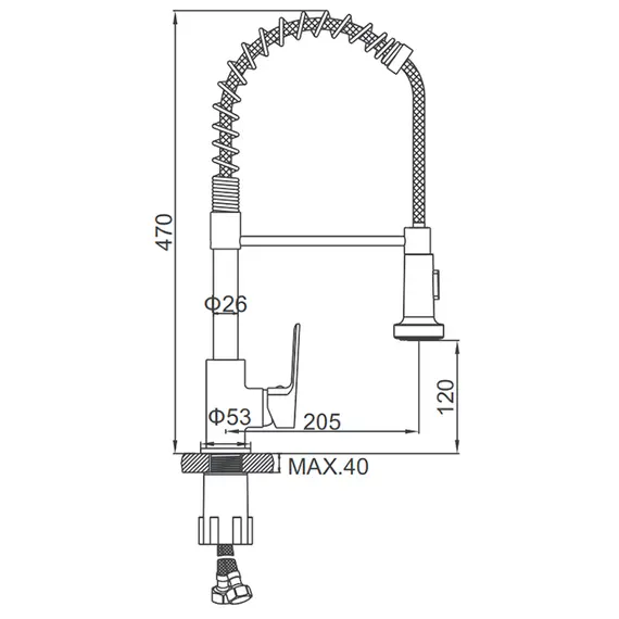 Смеситель для кухни с гибким изливом на пружине Ledeme L4080 хром, изображение 6