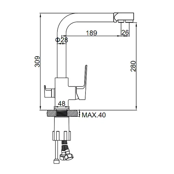 Смеситель для кухни со встроенным фильтром (краном) под питьевую воду Ledeme L4080Y-3 золотой сатин, изображение 6