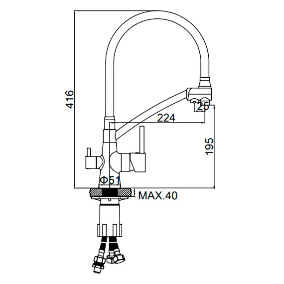 Смеситель для кухни со встроенным фильтром (краном) под питьевую воду Ledeme L4855U-12 с гибким изливом графит, изображение 2