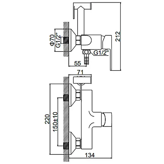 Смеситель с гигиеническим душем Ledeme L5210, изображение 2