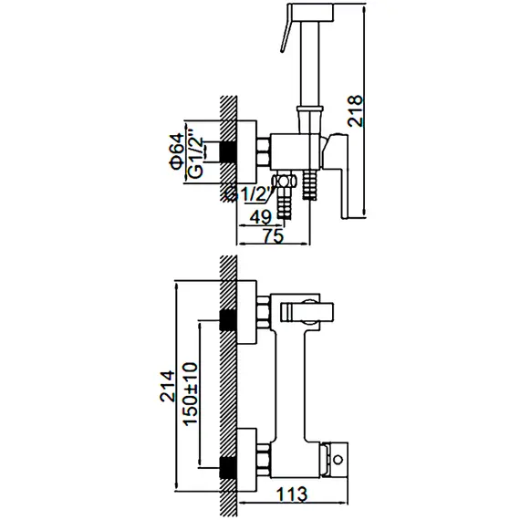 Смеситель с гигиеническим душем Ledeme L5398-7, изображение 2