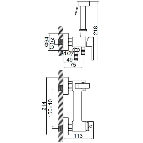 Смеситель с гигиеническим душем Ledeme L5398B-7 черный, изображение 2