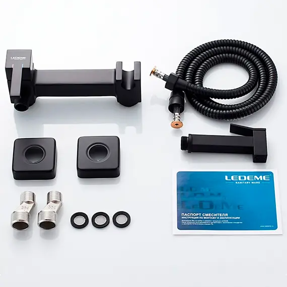 Смеситель с гигиеническим душем Ledeme L5398B-7 черный, изображение 6