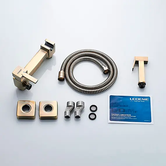 Смеситель с гигиеническим душем Ledeme L5398C-7 бронзовый сатин, изображение 8