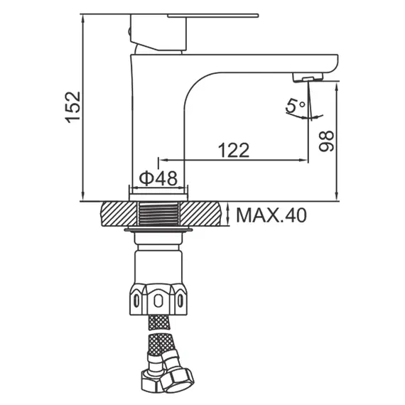 Смеситель для раковины Ledeme L71018B черный, изображение 2
