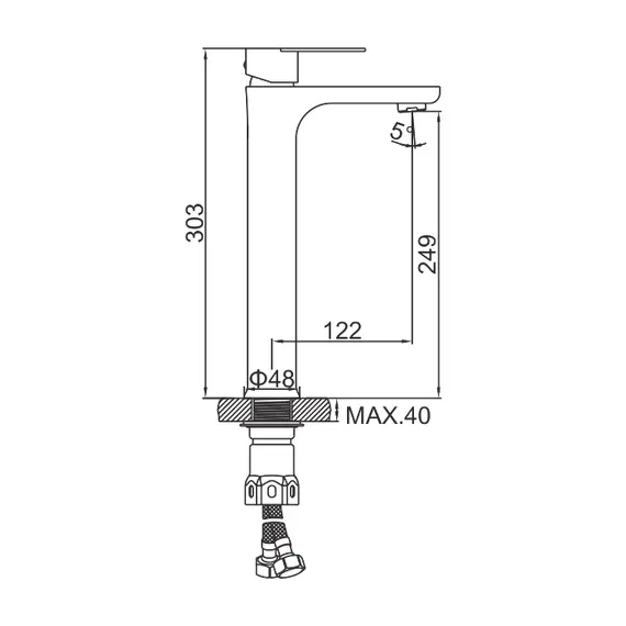 Смеситель для раковины Ledeme L71118 нержавеющая сталь, изображение 2