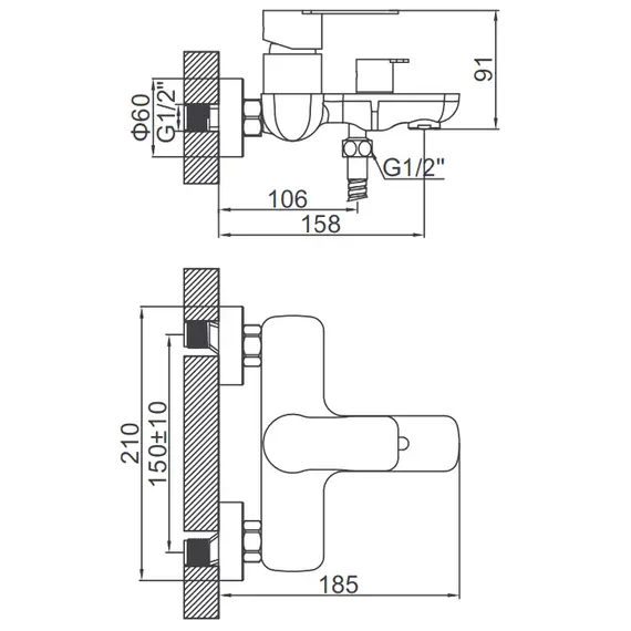 Смеситель для ванны Ledeme L73218B черный, изображение 5