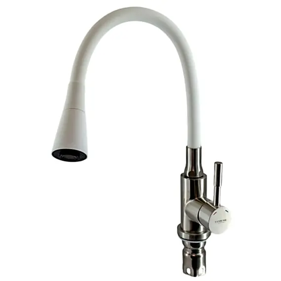 Смеситель для кухни с гибким изливом с душем Ledeme L74199-3 белый