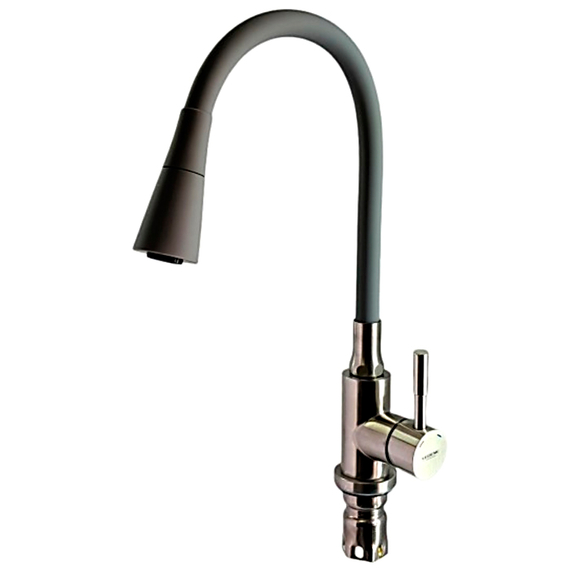 Смеситель для кухни с гибким изливом с душем Ledeme L74199-9 серый