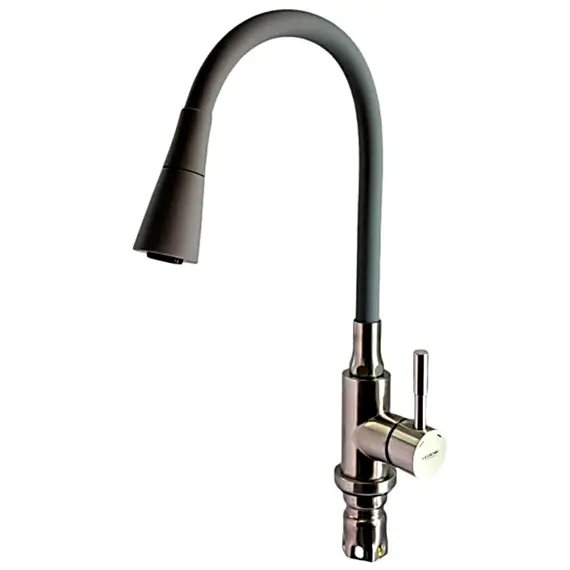 Смеситель для кухни с гибким изливом с душем Ledeme L74199-9 серый