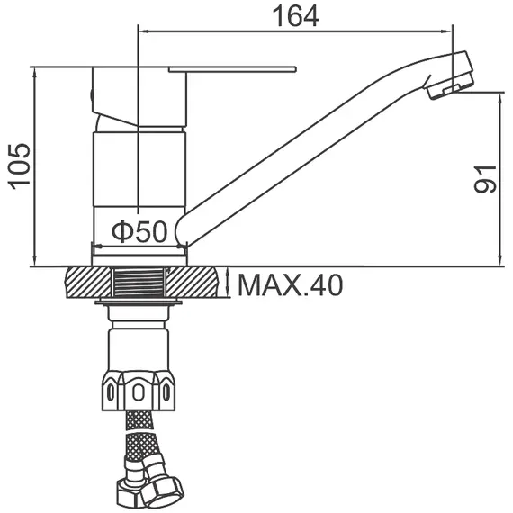 Смеситель для кухни Ledeme L74503-2 нержавеющая сталь, изображение 2