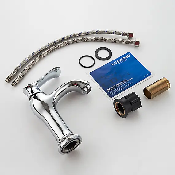 Смеситель для раковины Ledeme К L1041-2 хром керамика, изображение 8