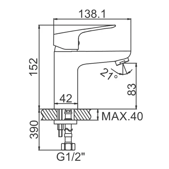 Смеситель для раковины Ledeme H49 L1049 хром, изображение 2