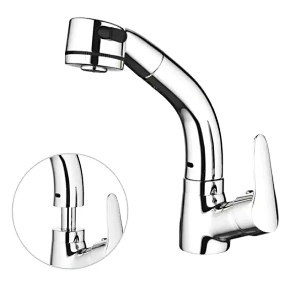 Смеситель для кухни с выдвижной лейкой Ledeme H55 L1055-21 хром, изображение 3