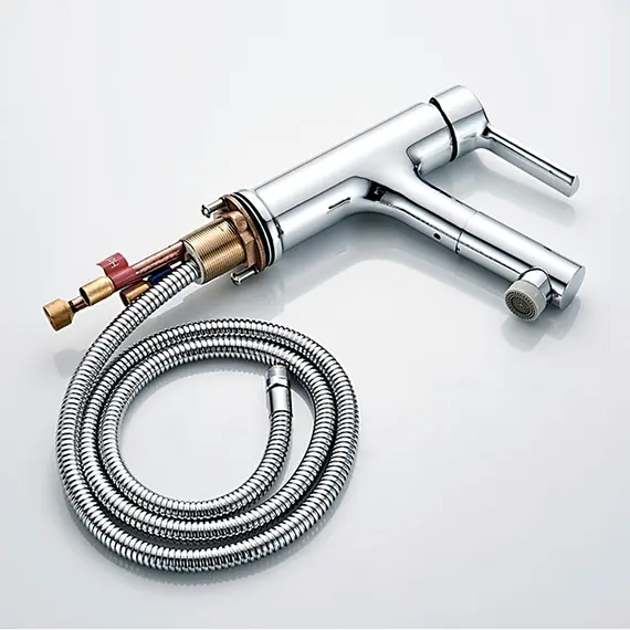 Смеситель для раковины с выдвижной лейкой Ledeme 7 L1055-25 хром, изображение 10