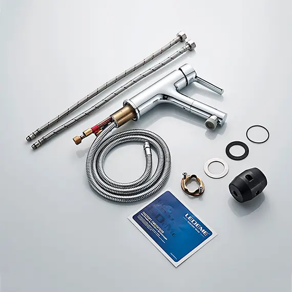 Смеситель для раковины с выдвижной лейкой Ledeme 7 L1055-25 хром, изображение 11