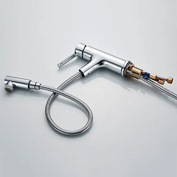 Смеситель для раковины с выдвижной лейкой Ledeme 7 L1055-25 хром, изображение 9