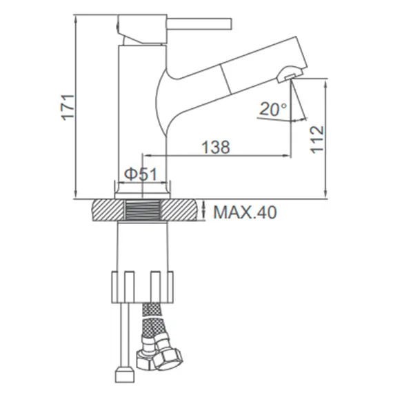 Смеситель для раковины с выдвижным изливом Ledeme L1055B-25 черный, изображение 2