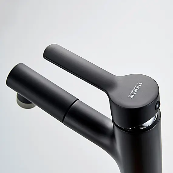 Смеситель для раковины с выдвижным изливом Ledeme L1055B-25 черный, изображение 9