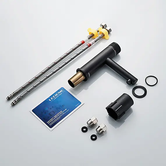 Смеситель для раковины Ledeme 7 L1076B черный, изображение 7