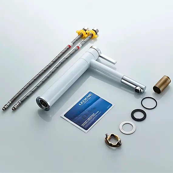 Смеситель для раковины Ledeme R L1152-2 высокий белый/хром, изображение 9