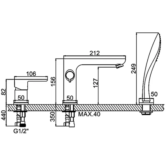 Смеситель на борт ванны Ledeme L1153W белый/хром, изображение 2