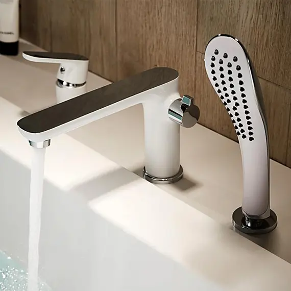 Смеситель на борт ванны Ledeme L1153W белый/хром, изображение 6