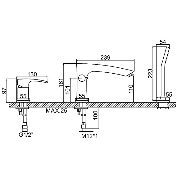 Смеситель на борт ванны Ledeme L1198 хром, изображение 2