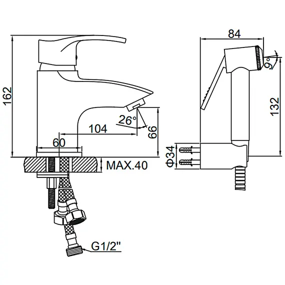 Смеситель с гигиеническим душем Ledeme H64 L1264 хром, изображение 2