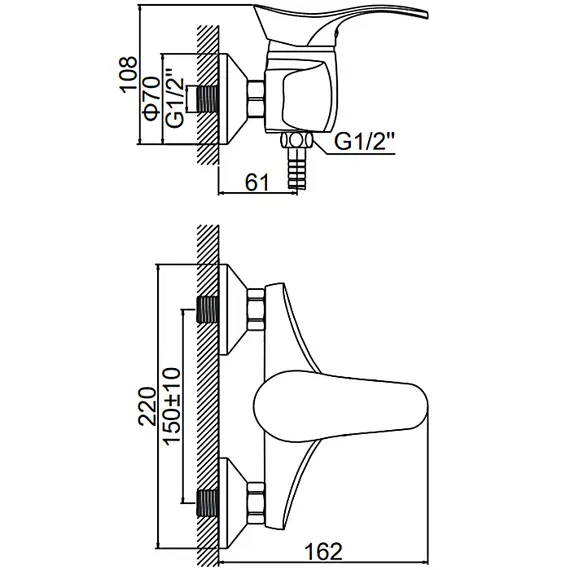 Смеситель для душа Ledeme H01 L2001 хром, изображение 2