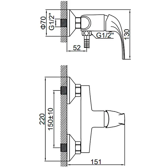 Смеситель для душа Ledeme H35 L2035 хром, изображение 2
