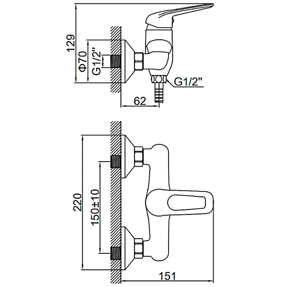 Смеситель для душа Ledeme H48 L2048 хром, изображение 2