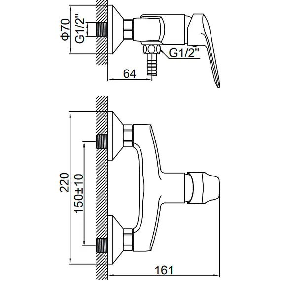 Смеситель для душа Ledeme H51 L2051 хром, изображение 2