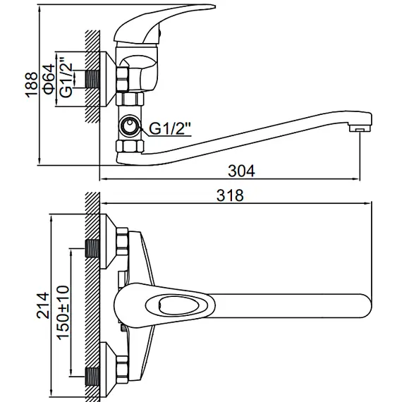Смеситель для ванны Ledeme H02-B L2102-B хром, изображение 2