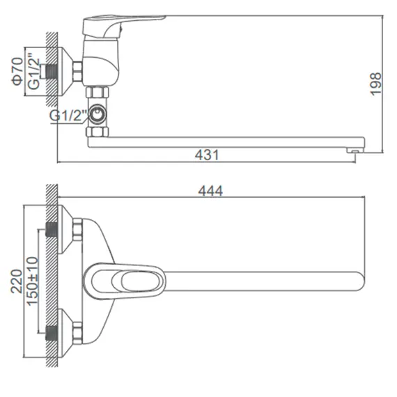 Смеситель для ванны Ledeme H04 L2104 хром, изображение 2