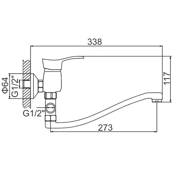 Смеситель для ванны Ledeme H14-B L2114-B хром, изображение 2
