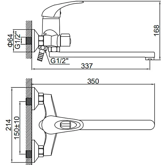 Смеситель для ванны Ledeme R L2202-B хром, изображение 3