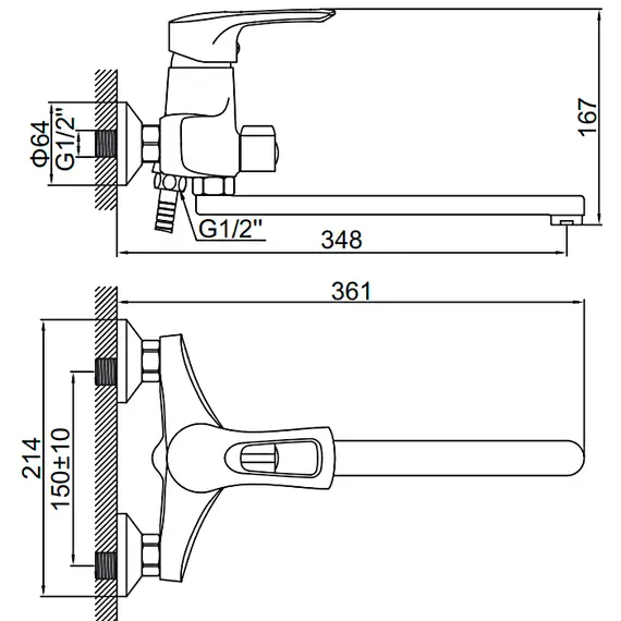 Смеситель для ванны Ledeme H02-B L2202b-25 хром, изображение 3