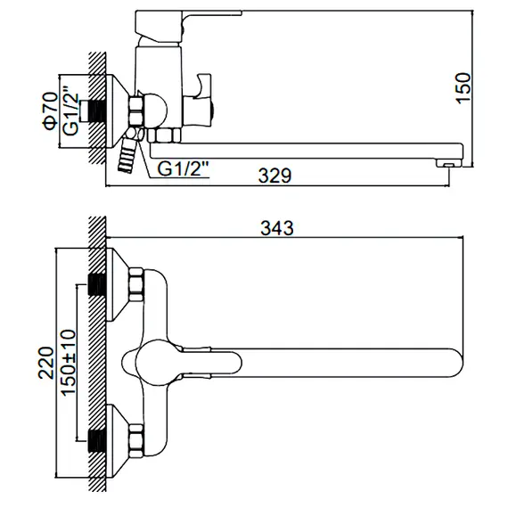 Смеситель для ванны Ledeme L2203 универсальный хром, изображение 2