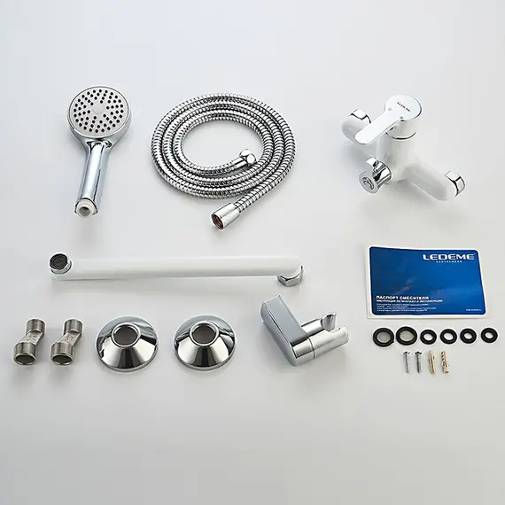Смеситель для ванны Ledeme L2203W белый универсальный белый/хром, изображение 11