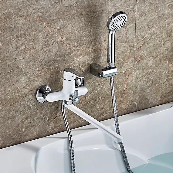 Смеситель для ванны Ledeme L2203W белый универсальный белый/хром, изображение 13